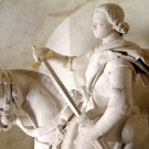 Statue de Saint Martin (nef) ; restauration Dom Adolphe Le Méhauté